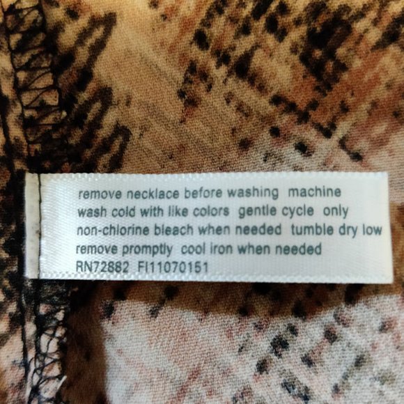 Essentials Women’s 4X Button-Up Stretch Top – Plus - 3/4 Sleeve, Brown-Black - Picture 7 of 14